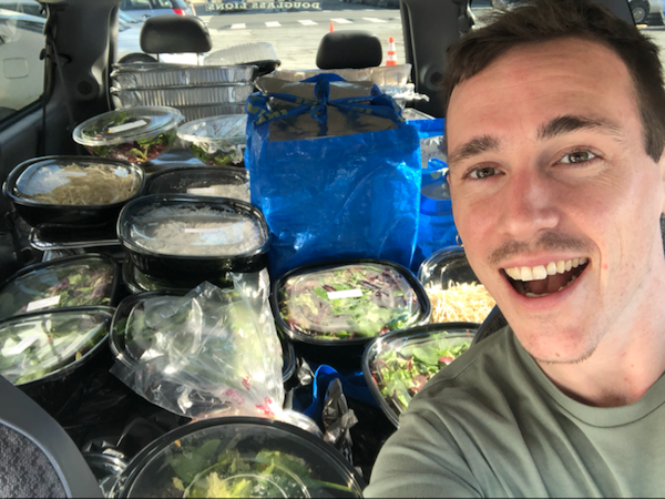 Food Rescuer with food in van
