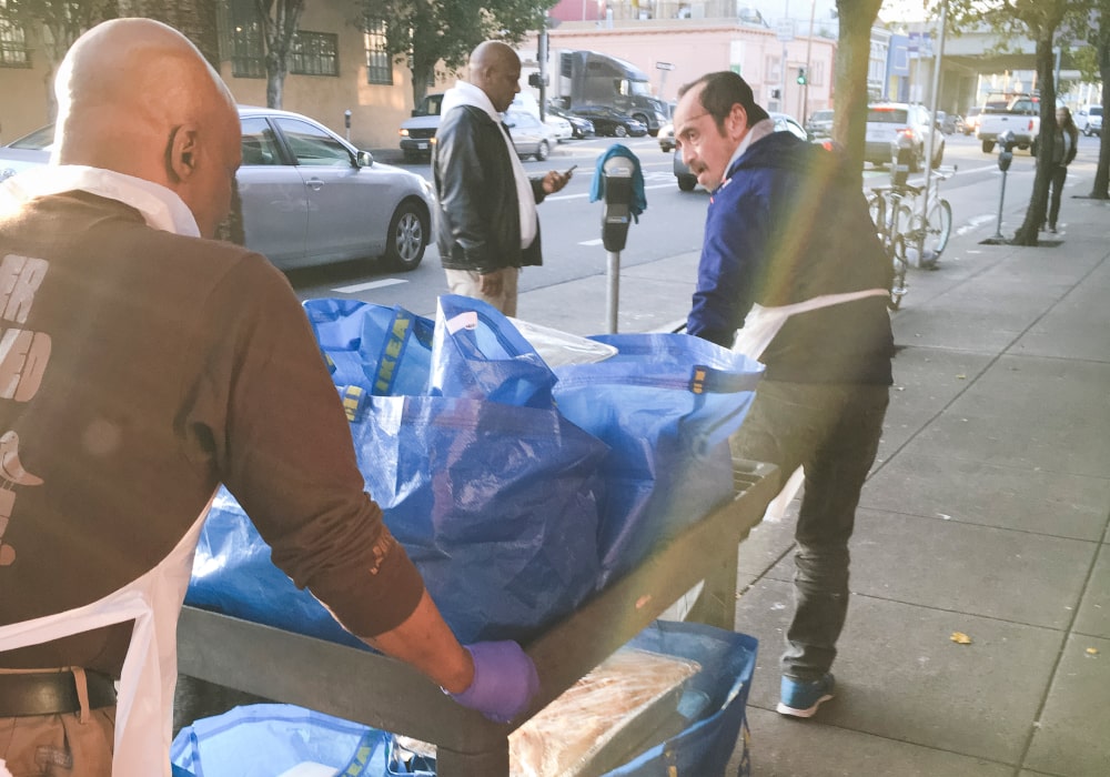 Food rescuers delivering food